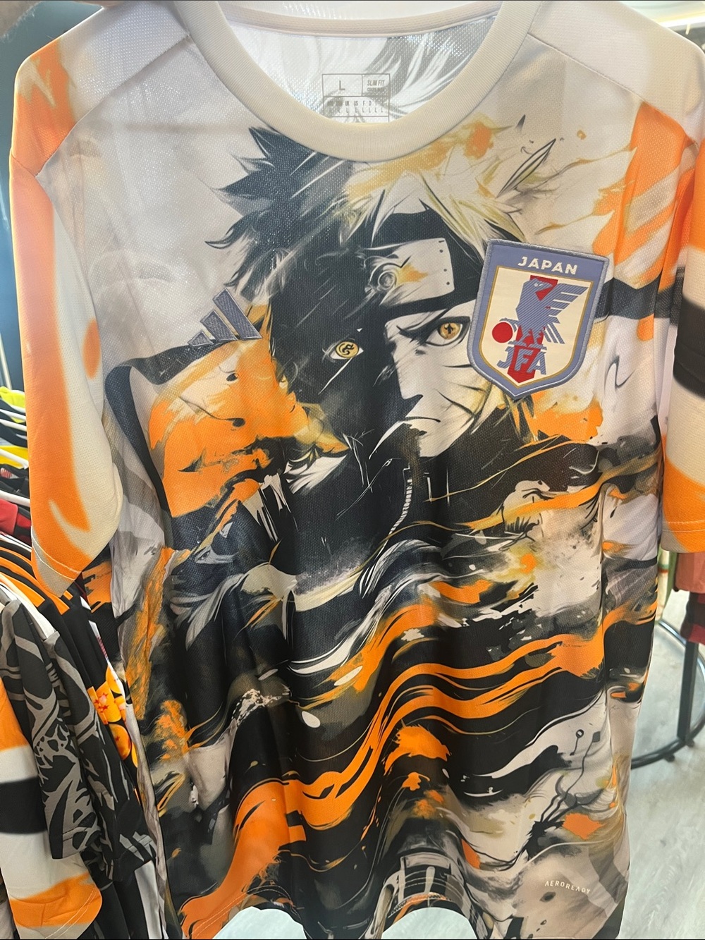 Japan Naruto collab Graphic Anime Soccer Jersey - Black & Orange